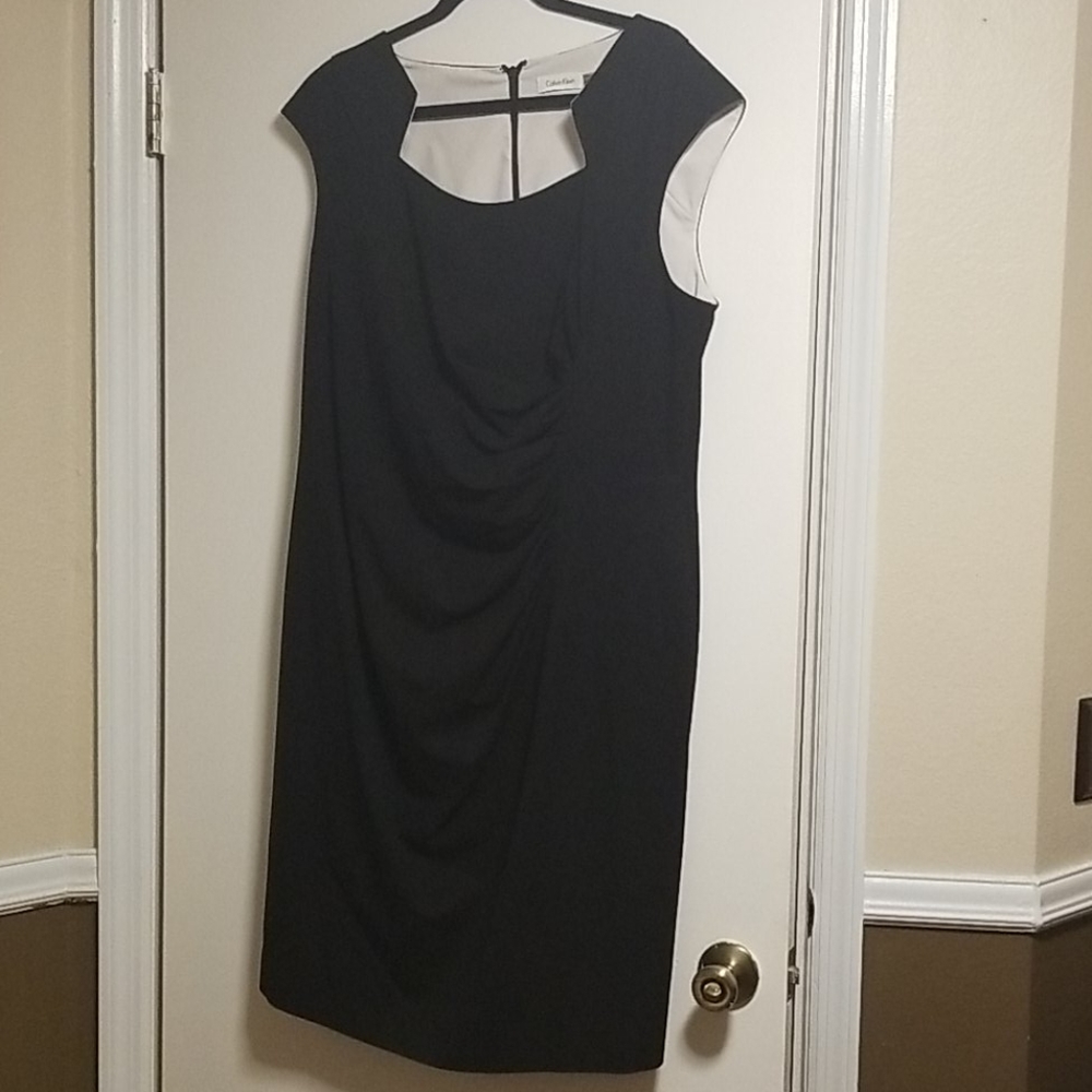 Calvin Klein ruched black dress